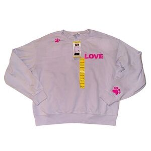 Wildfox NWT graphic crewneck purple pink dogs love me women’s size medium